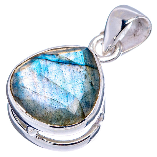 Dainty labradorite pendant in .925 sterling silver with faceted oval bezel
