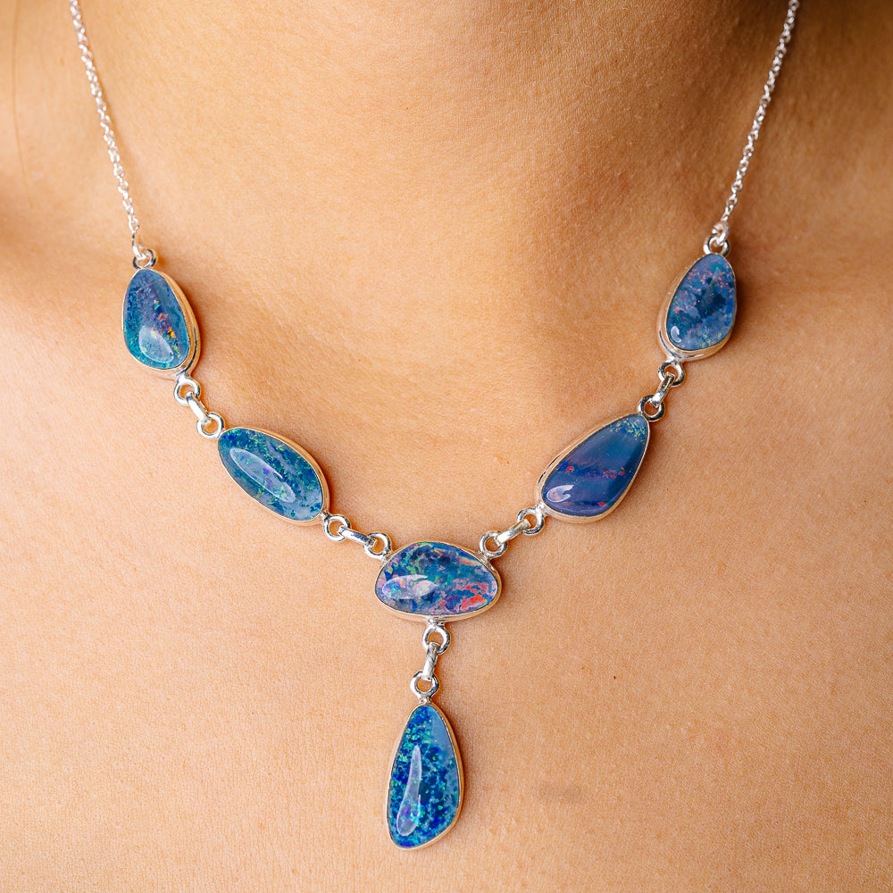 Triplet Opal Necklace 16.75" (925 Sterling Silver) N90252