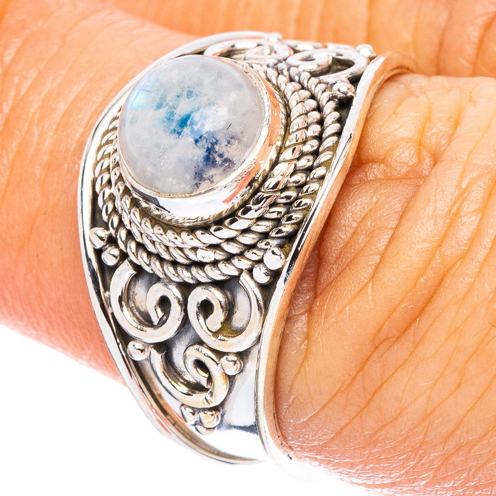 Rainbow Moonstone Ring Size 6.75 (925 Sterling Silver) R7953