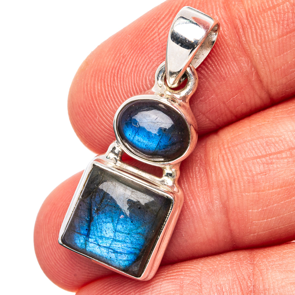 Labradorite Pendant 1 1/4" (.925 Sterling Silver)