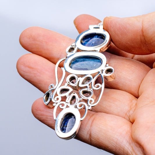 Huge Kyanite, Blue Topaz Necklace 16 1/2" (.925 Sterling Silver)