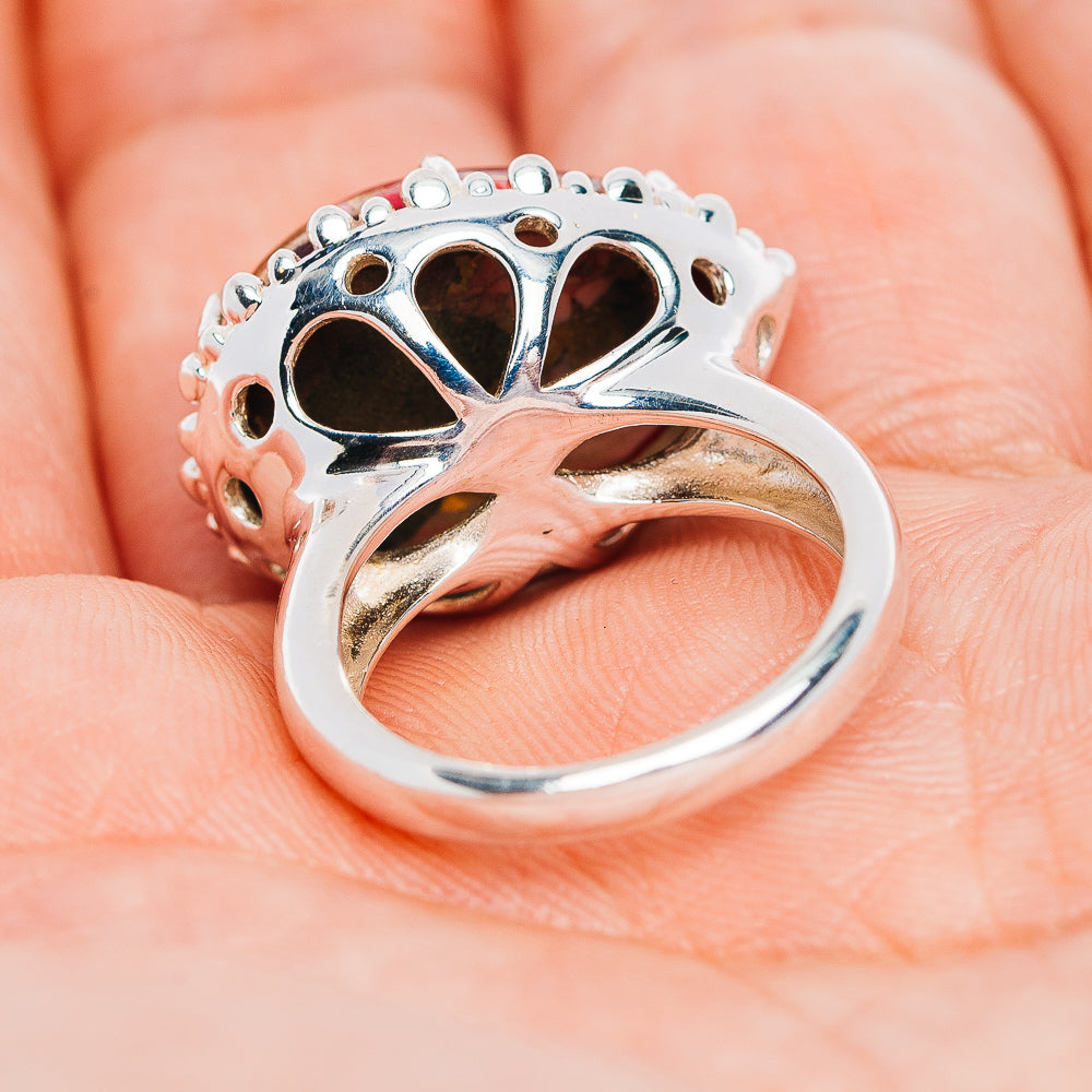Exclusive Red Dahlia Mohave Turquoise Ring Size 6 (.925 Sterling Silver)