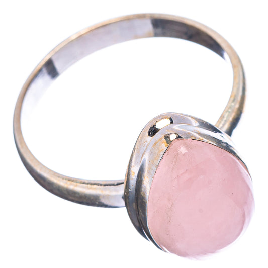 Labradorite ring in .925 sterling silver, size 8.75, side view of oval pink cabochon