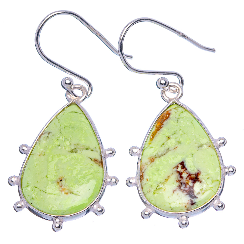 Lemon Chrysoprase 925 Sterling Silver Earrings 1 1/2" (925 Sterling Silver) E1942