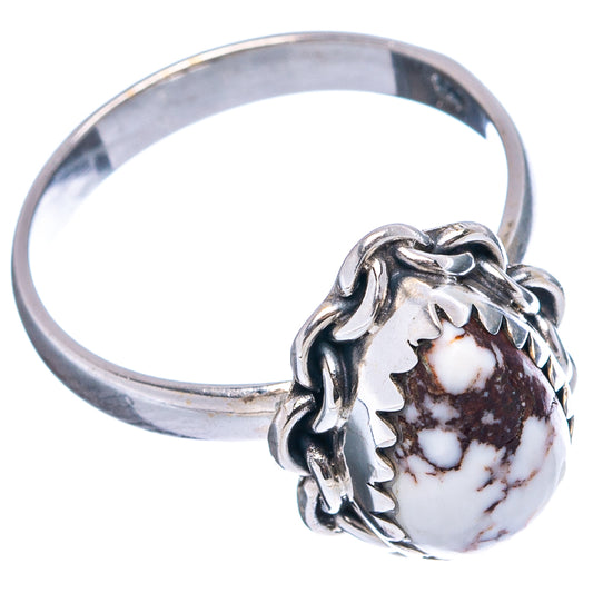 Size 7 .925 sterling silver ring with oval wild horse jasper and ornate twisted setting