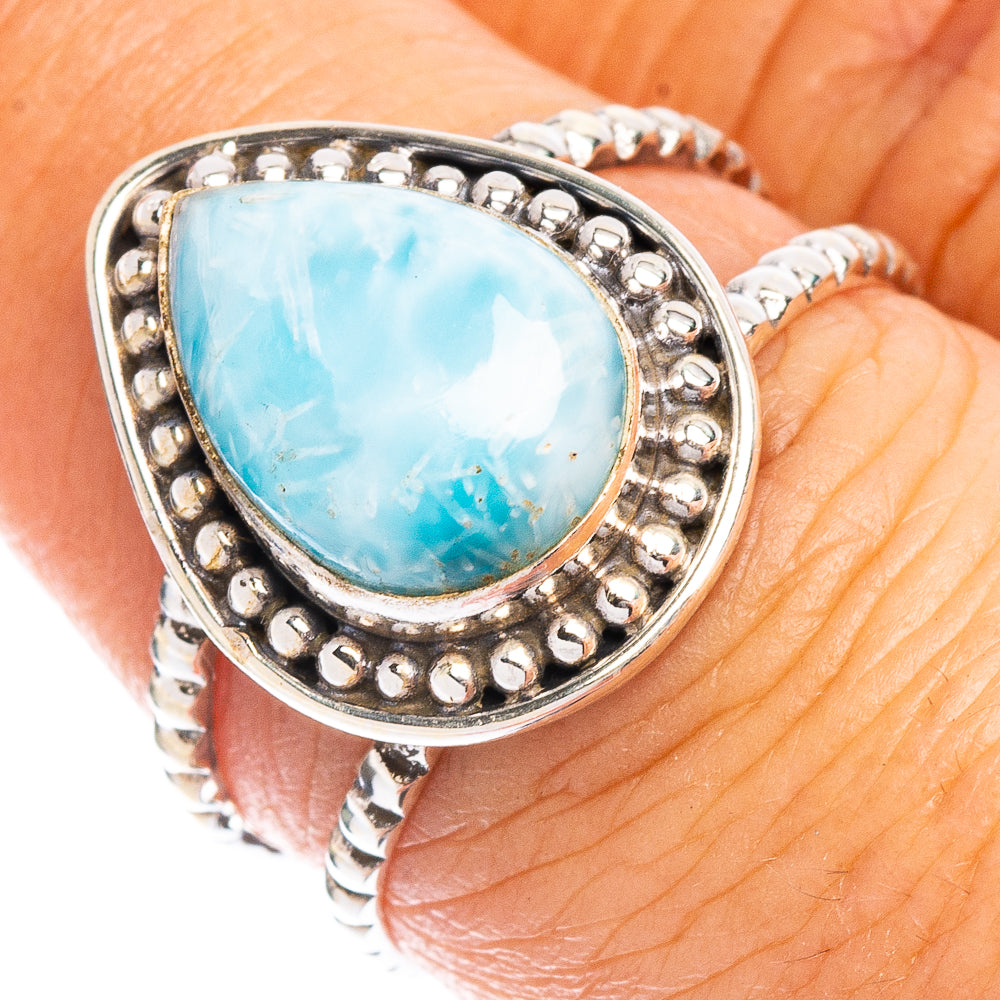 Rare Larimar Ring Size 7.5 (925 Sterling Silver) R7889