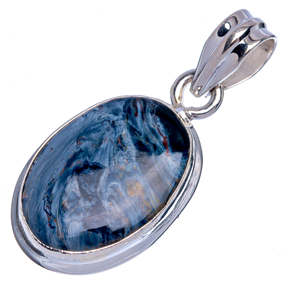 Oval pietersite pendant in polished 925 sterling silver with top bail