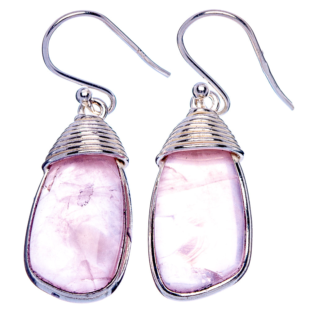 Rose Quartz Earrings 1 3/8" (925 Sterling Silver) E1887