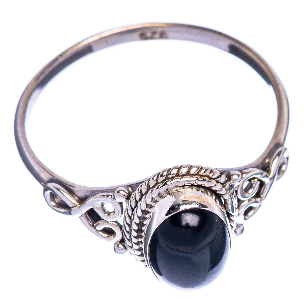 Black Onyx Dainty Ring Size 8.75 (925 Sterling Silver) R147289