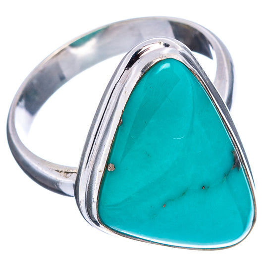 Size 7.75 turquoise teardrop ring, .925 sterling silver band and bezel