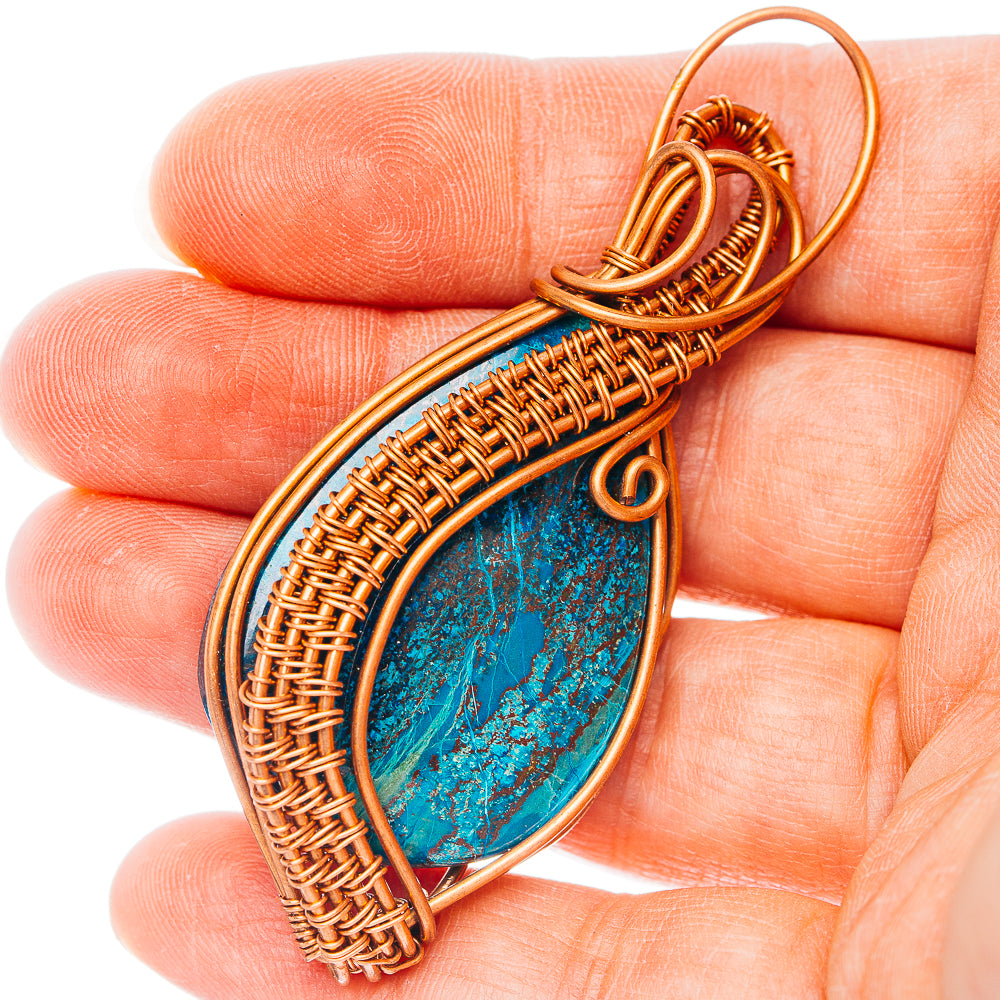 Shattuckite Wire Wrap Pendant 2 5/8" (Copper)