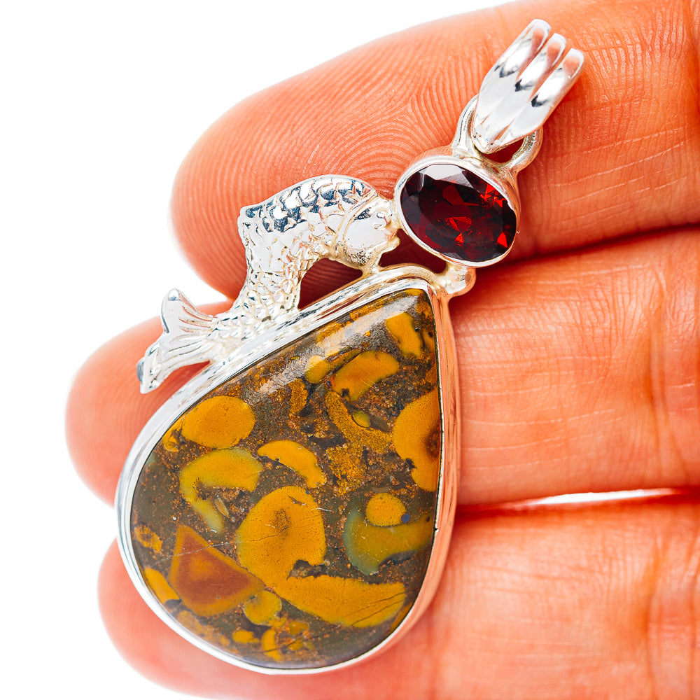Bamboo Jasper Pendant 1 7/8" (.925 Sterling Silver)