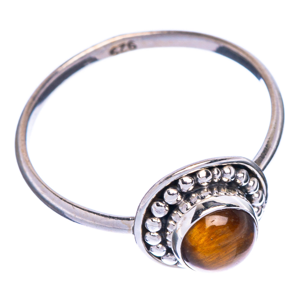 Tiger Eye Dainty Ring Size 8.25 (925 Sterling Silver) R1214