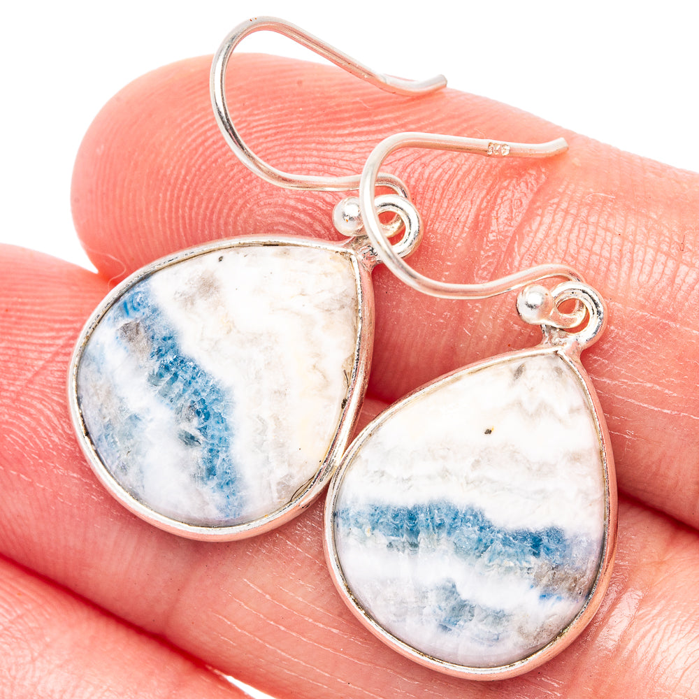 Blue Scheelite Earrings 1 1/4" (925 Sterling Silver) E2420