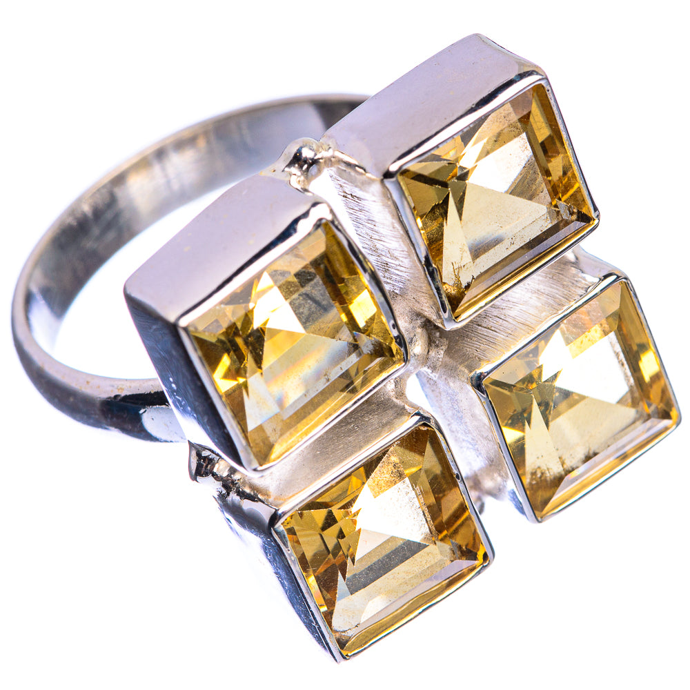 Large Faceted Citrine 925 Sterling Silver Ring Size 9