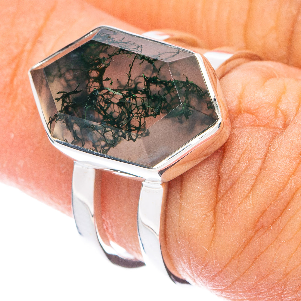 Premium Green Moss Agate Ring Size 6 (925 Sterling Silver) RING7678