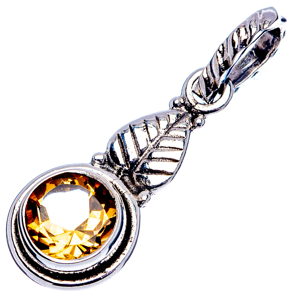Citrine Dainty Pendant 1 1/8" (.925 Sterling Silver)
