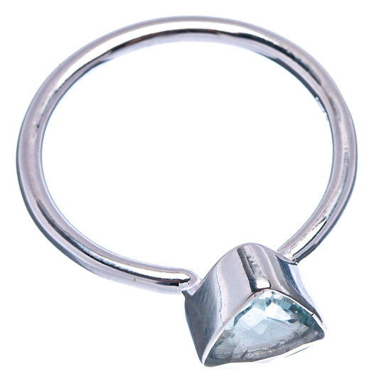 Sterling silver aquamarine ring with faceted triangular stone on V-shaped band