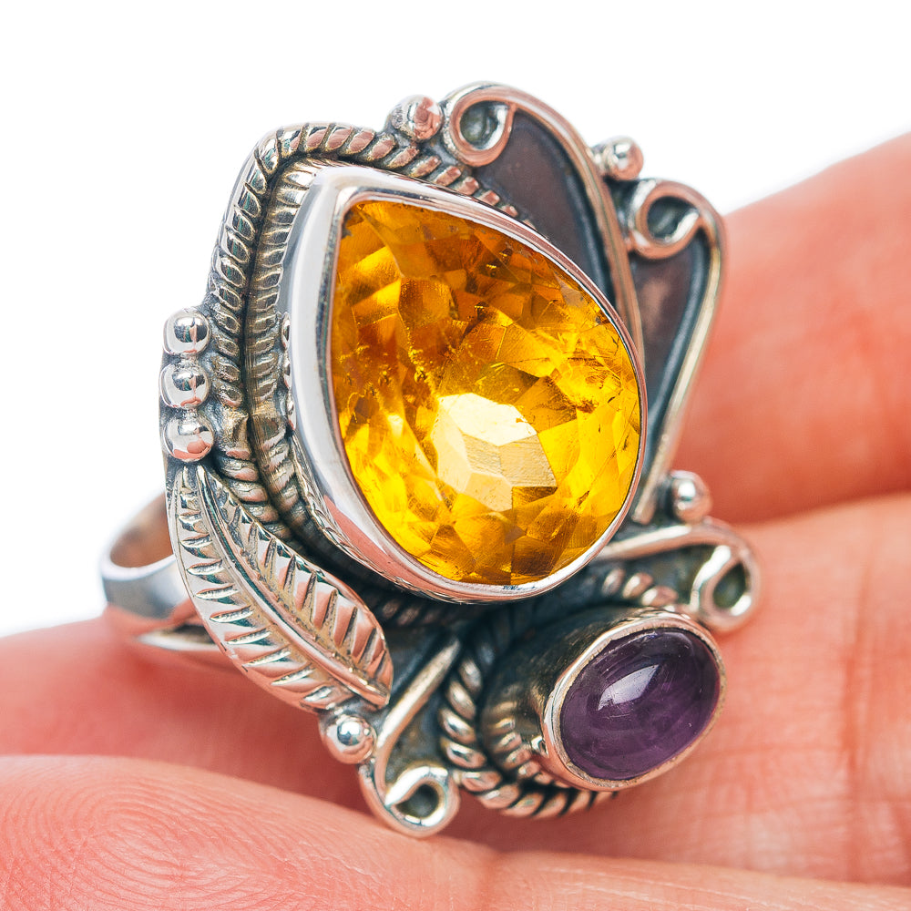 Premium Southwest Style Citrine, Amethyst Ring Size 8 (.925 Sterling Silver)