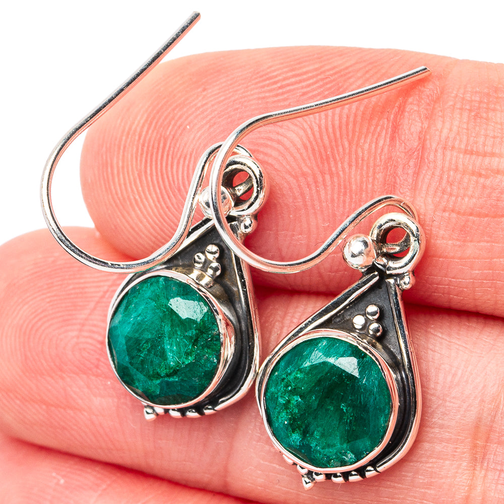 Green Sillimanite Earrings 1 1/4" (925 Sterling Silver) E3117