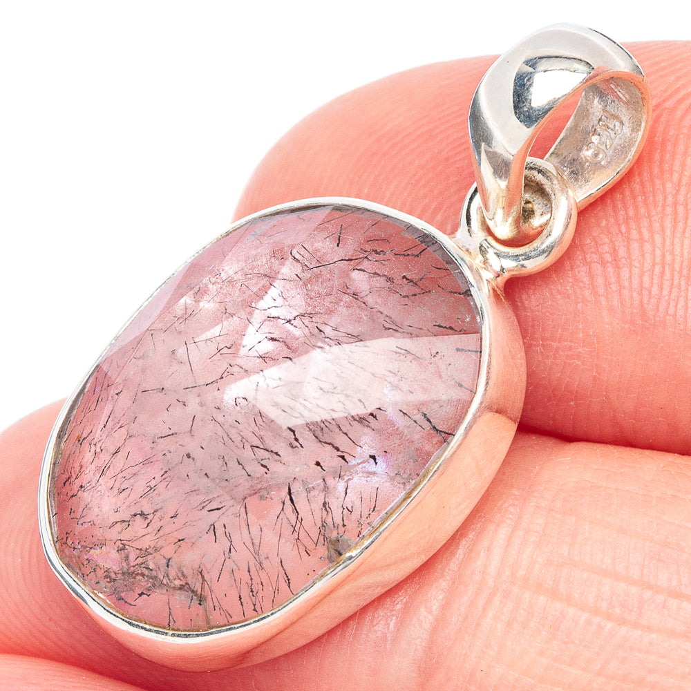 Tourmalinated Quartz Pendant 1 1/8" (925 Sterling Silver) P44513