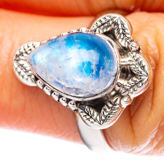 Rainbow Moonstone Ring Size 7.25 (925 Sterling Silver) R3762
