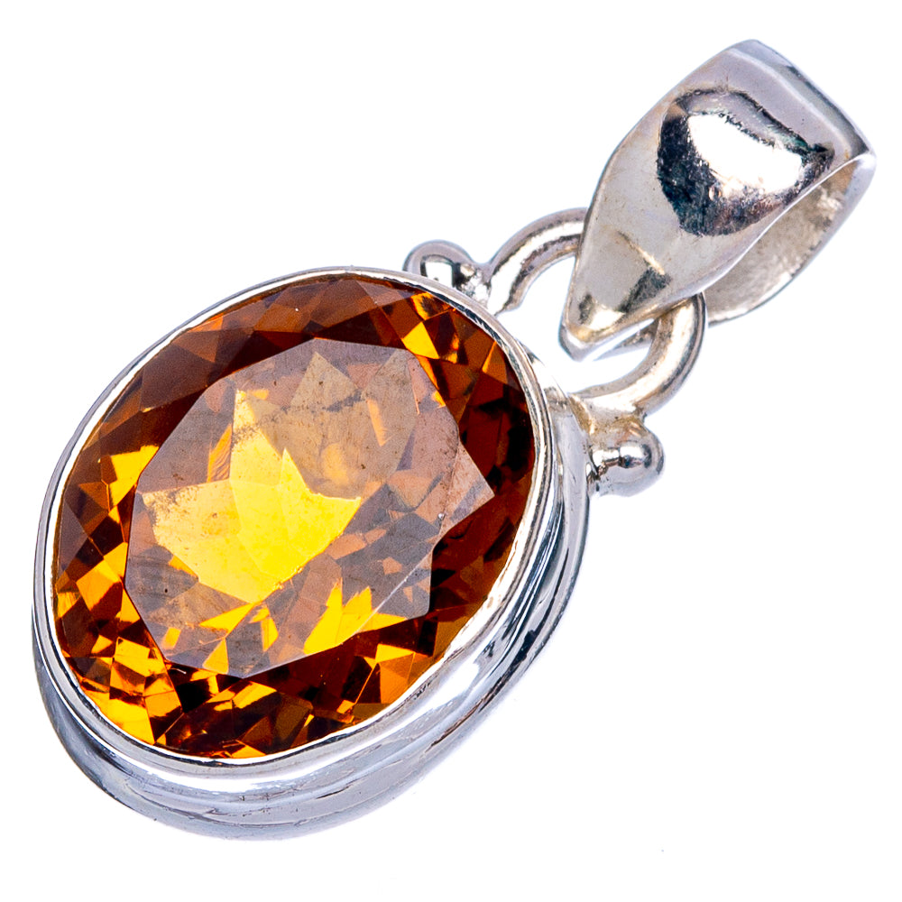 Faceted Mandarin Citrine Pendant 1" (925 Sterling Silver) P40266