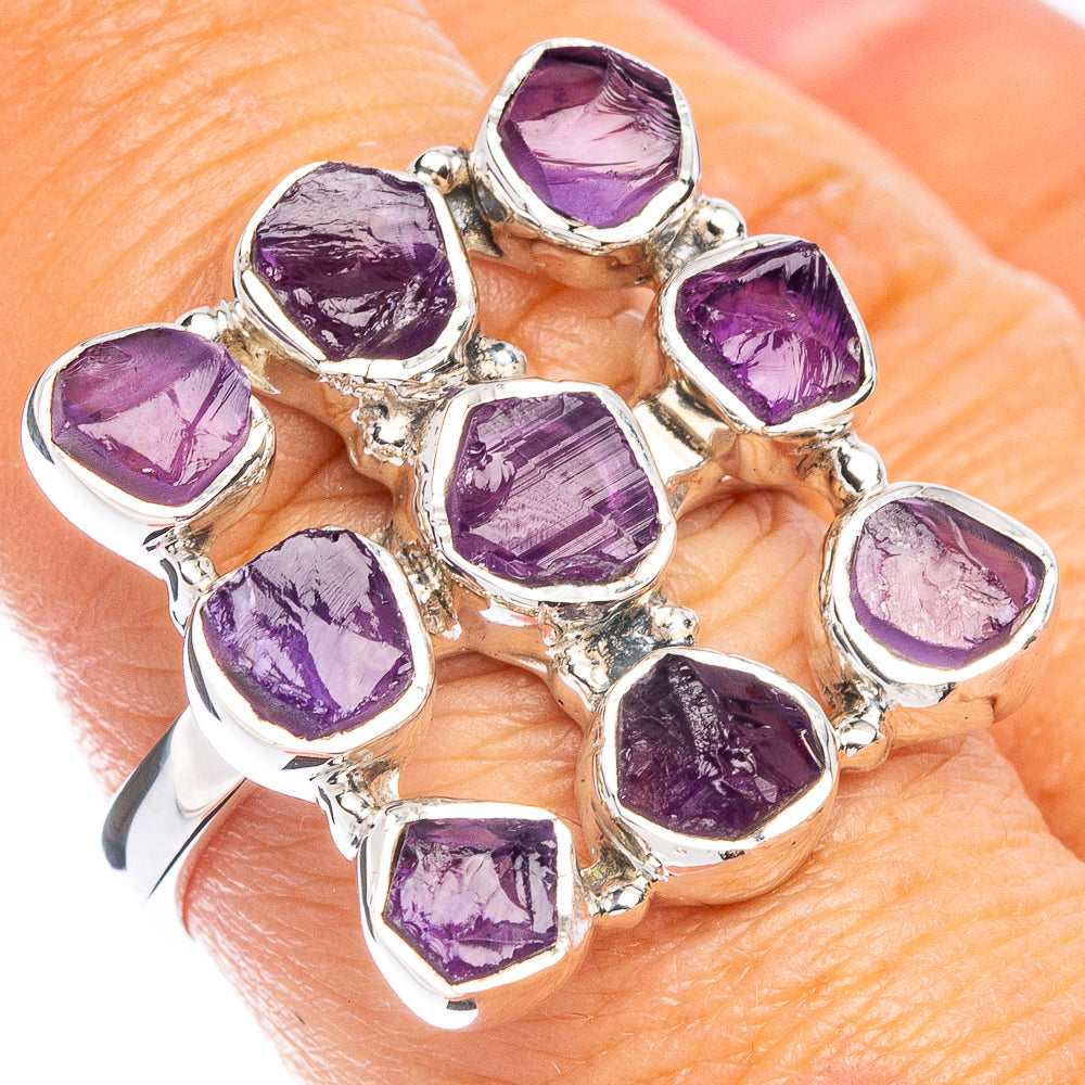 Premium Raw Amethyst Ring Size 8 (925 Sterling Silver) R8095