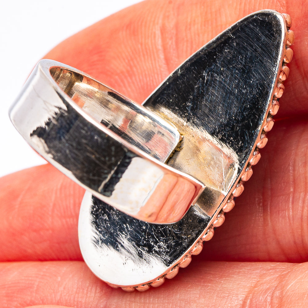 Pink Dahlia Mohave Turquoise Ring Size 8 Adjustable (.925 Sterling Silver)