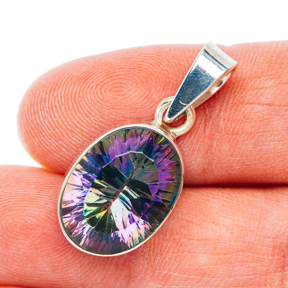 Premium Mystic Topaz Pendant 1 1/8" (.925 Sterling Silver)