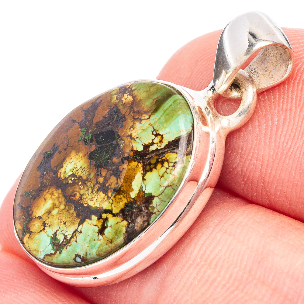 Spider Web Turquoise Pendant 1 1/8" (925 Sterling Silver) P44614