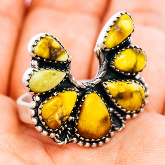Southwestern naja ring with clustered oval amber stones and bead-textured oxidized silver