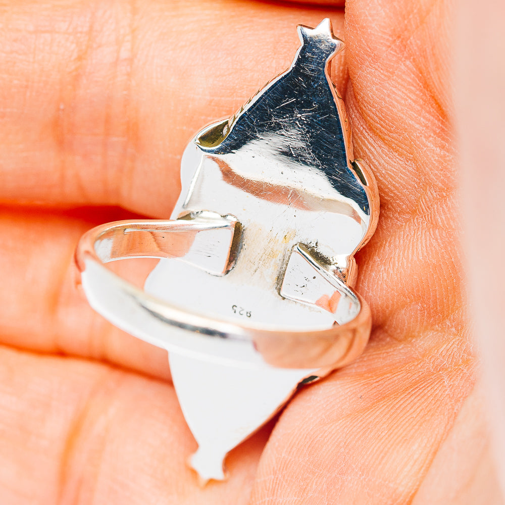 Exclusive Southwestern Style Pink Dahlia Turquoise Star Ring Size 8.75 (.925 Sterling Silver)