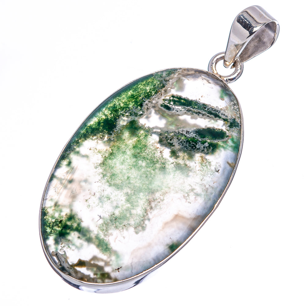 Green Moss Agate Pendant 2" (.925 Sterling Silver)