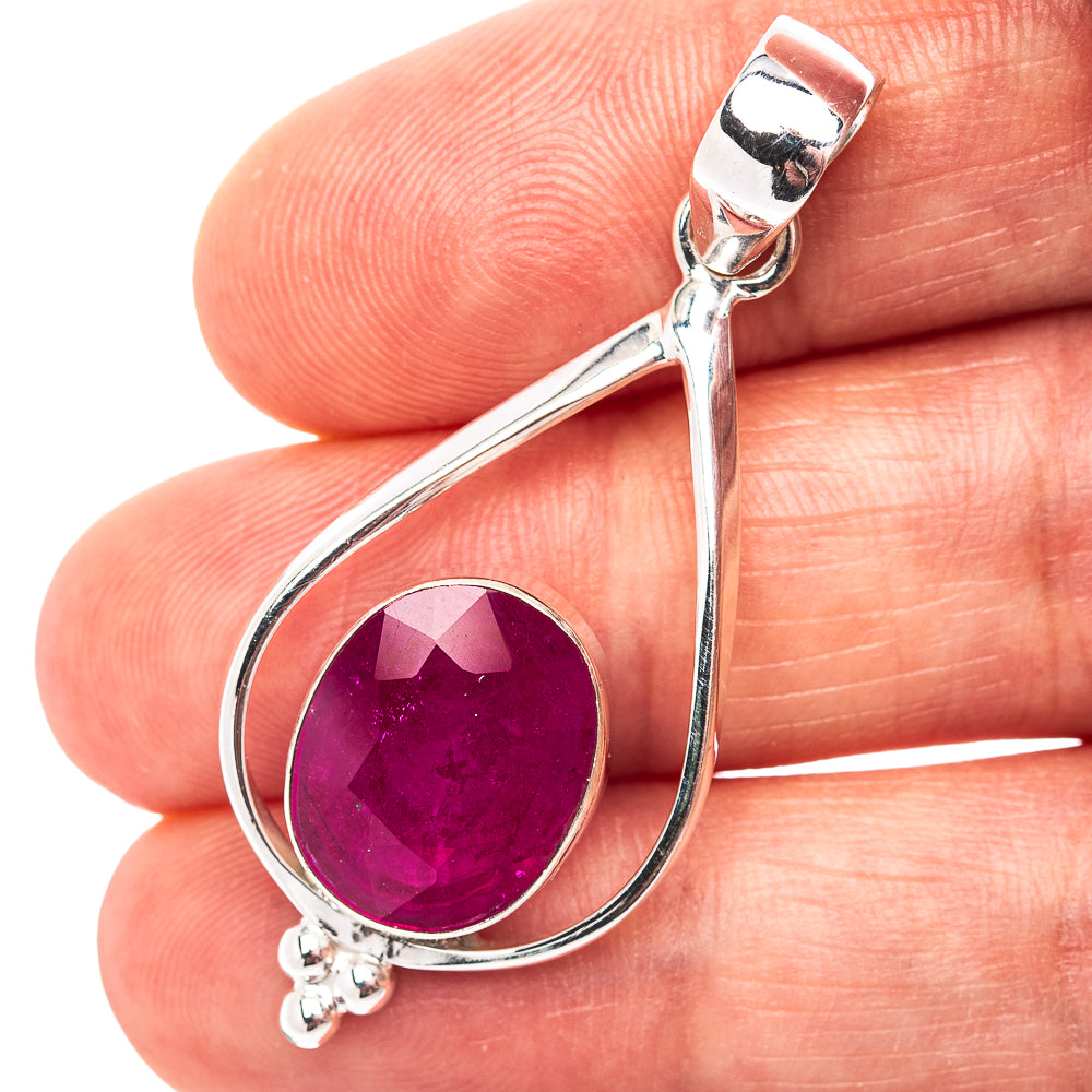 Premium Burmese Glass Filled Ruby Pendant 1 3/4" (.925 Sterling Silver)