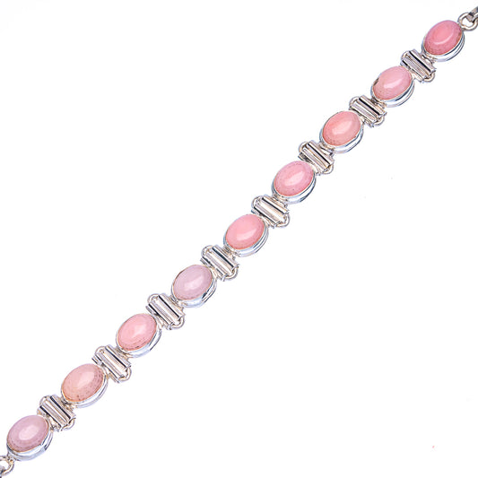 Pink Opal Bracelets 6 3/8 To 8 1/8" (925 Sterling Silver) B90369