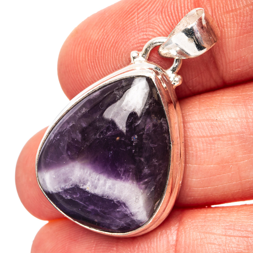 Chevron Amethyst Pendant 1 3/8" (.925 Sterling Silver)