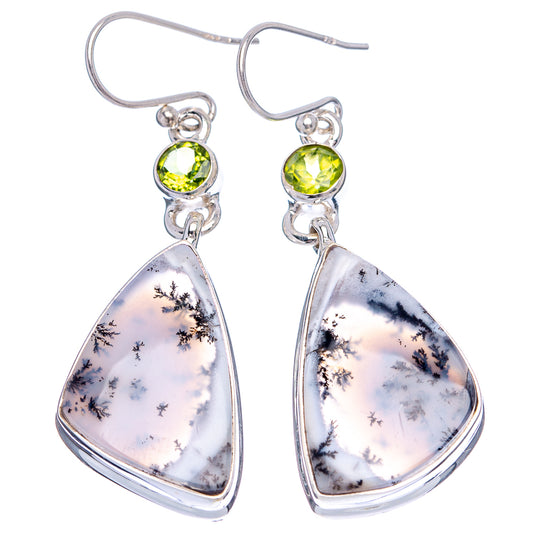 Sterling silver French-hook earrings with round peridot beads and teardrop opal drops