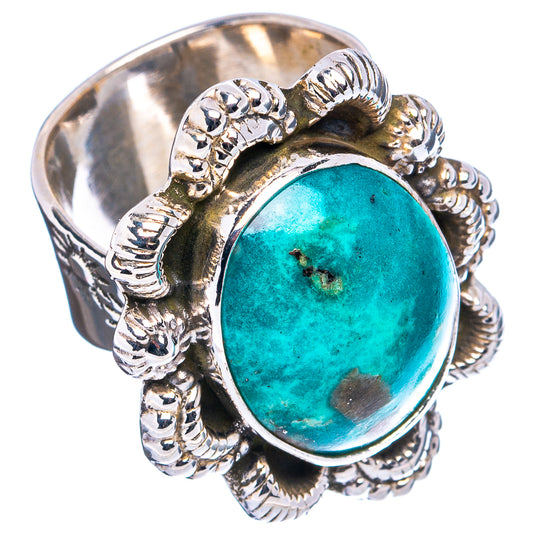 Oval turquoise cabochon sterling silver ring with ornate rope bezel and scalloped band