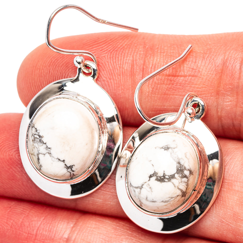 Premium Howlite Earrings 1 3/8" (.925 Sterling Silver)