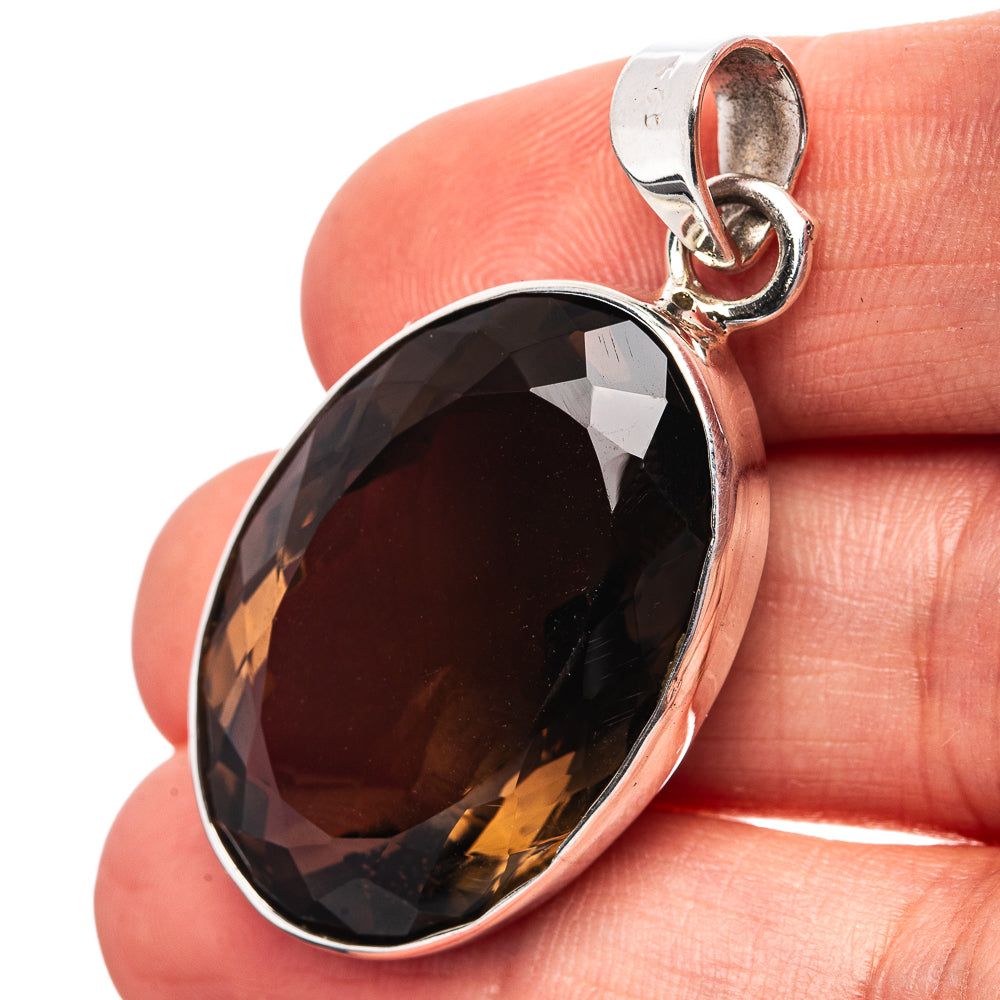 Premium Smoky Quartz Pendant 1 5/8" (.925 Sterling Silver)