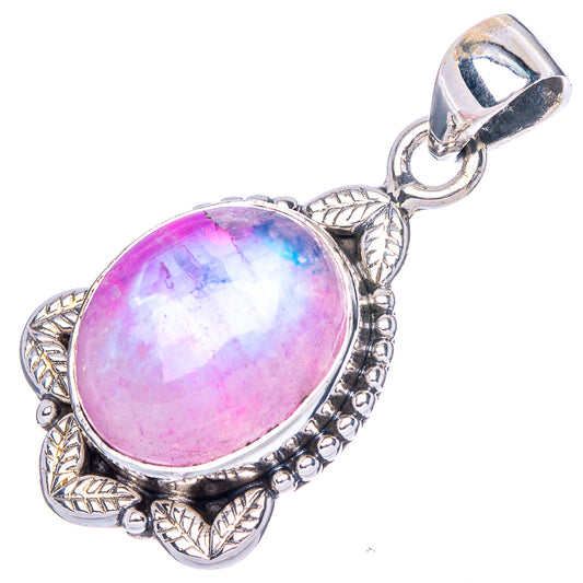 Pink Moonstone Pendant 1 1/4" (925 Sterling Silver) P42412