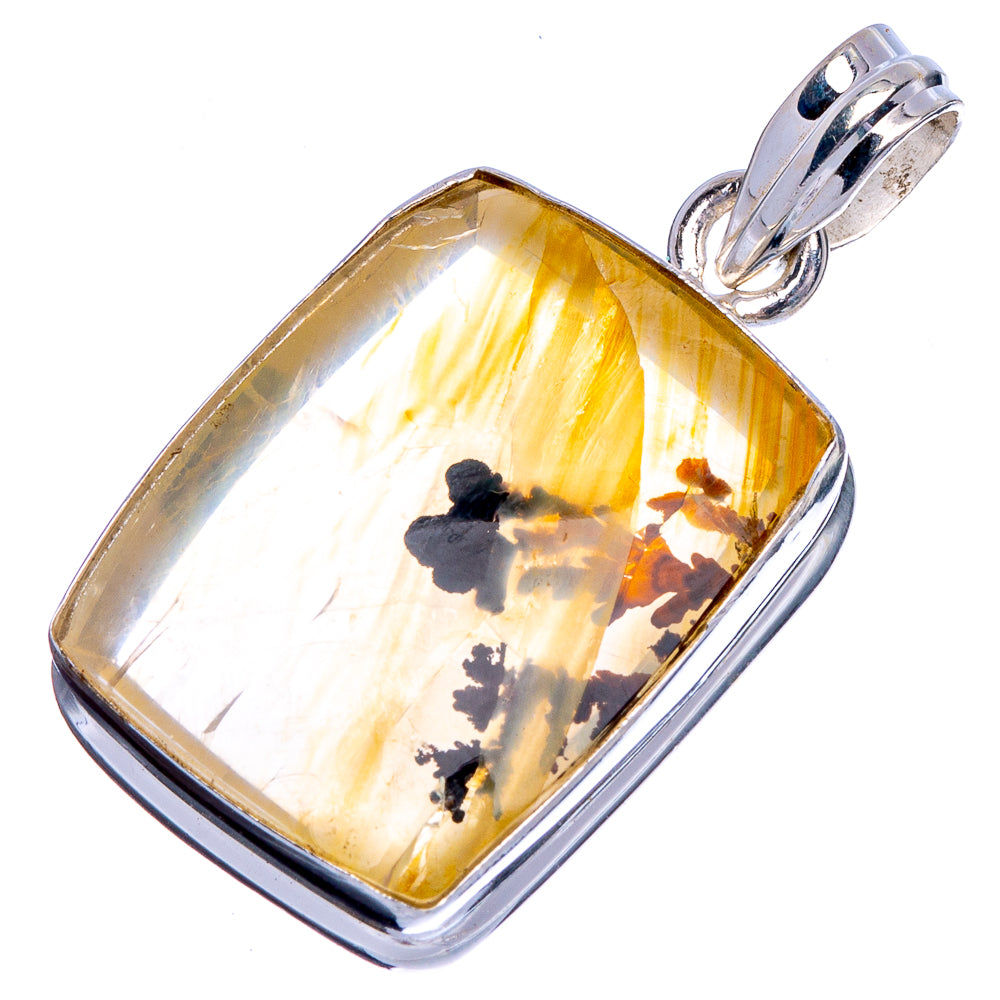 Rare Russian Rutilated Quartz Pendant 1 3/8" (925 Sterling Silver) P40560