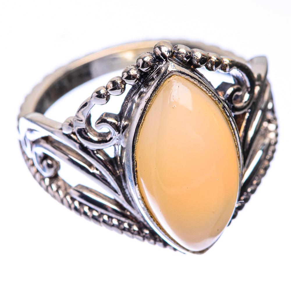 Peach Moonstone Ring Size 8.25 (925 Sterling Silver) R140687