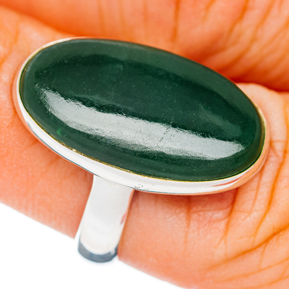 Premium Nephrite Jade Ring Size 6.5 Adjustable (.925 Sterling Silver)