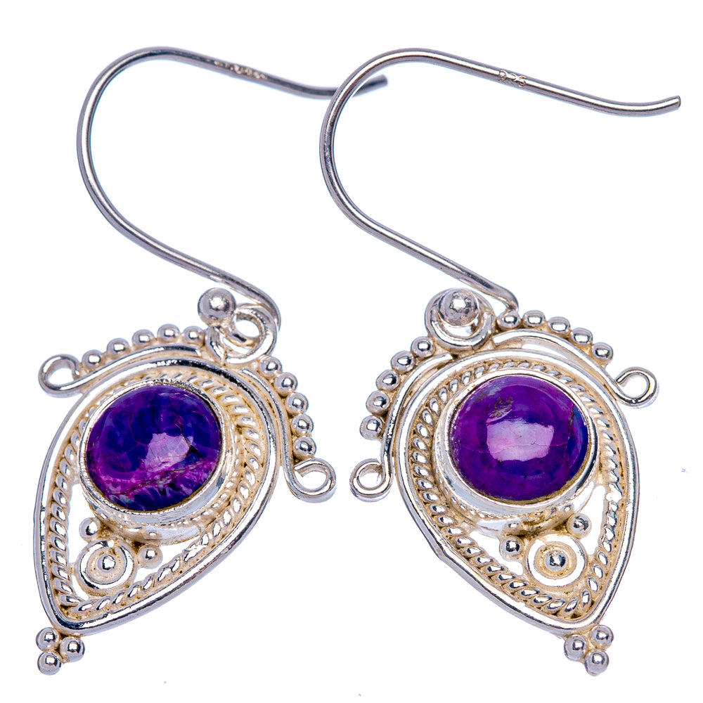 Purple Copper Composite Turquoise Earrings 1 3/8" (925 Sterling Silver) E433333