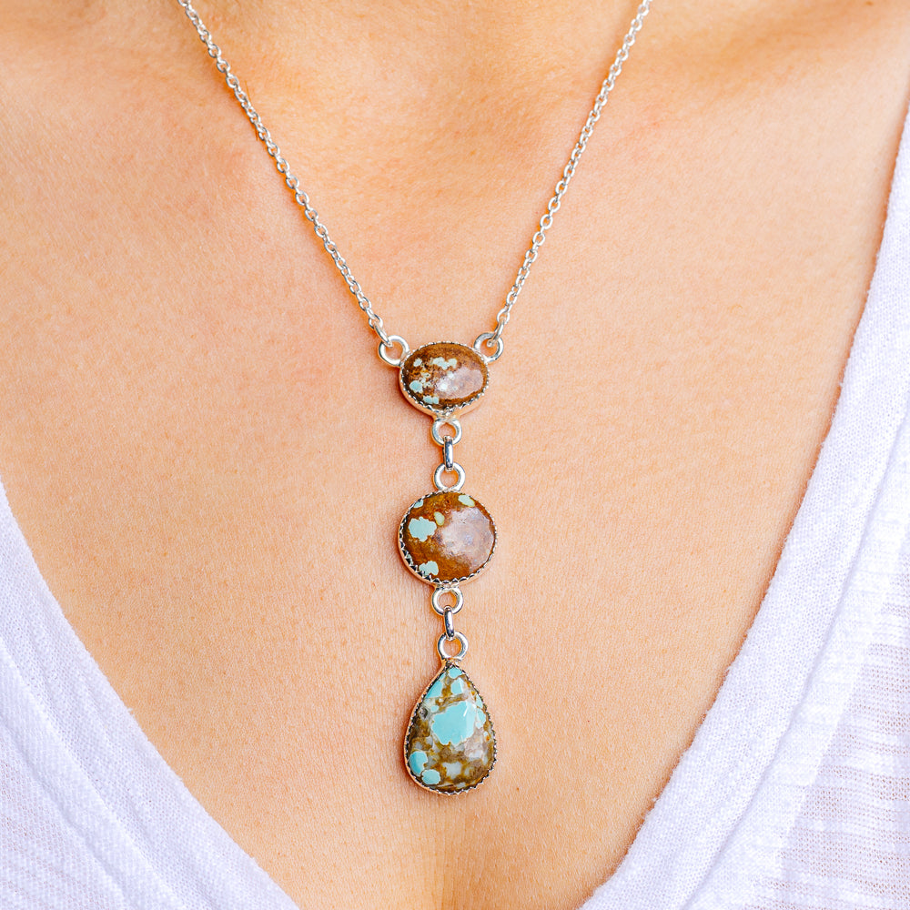 Number 8 Mine Turquoise Necklace 17 to 19" (.925 Sterling Silver)