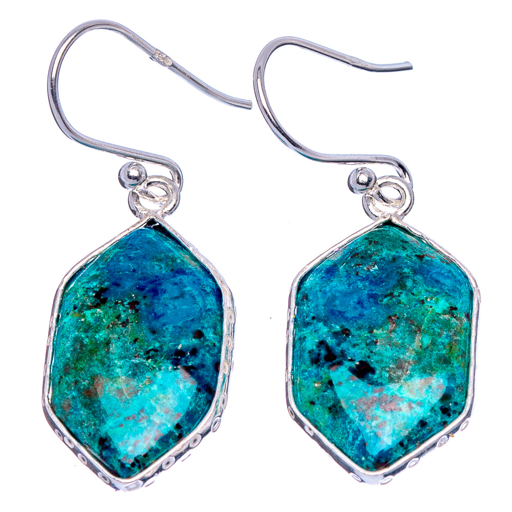 Shattuckite Earrings 1 3/8" (925 Sterling Silver) E1740