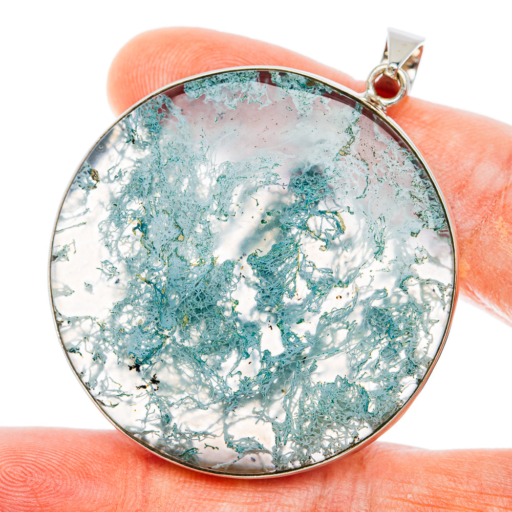 Premium Horse Canyon Green Moss Agate Pendant 2 1/4" (.925 Sterling Silver)