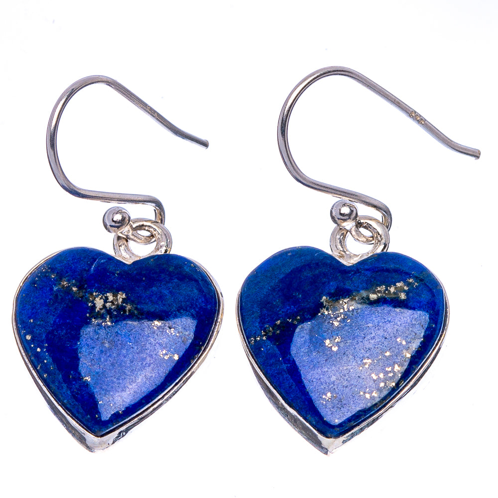 Lapis Lazuli Heart Earrings 1 1/4" (925 Sterling Silver) E1800